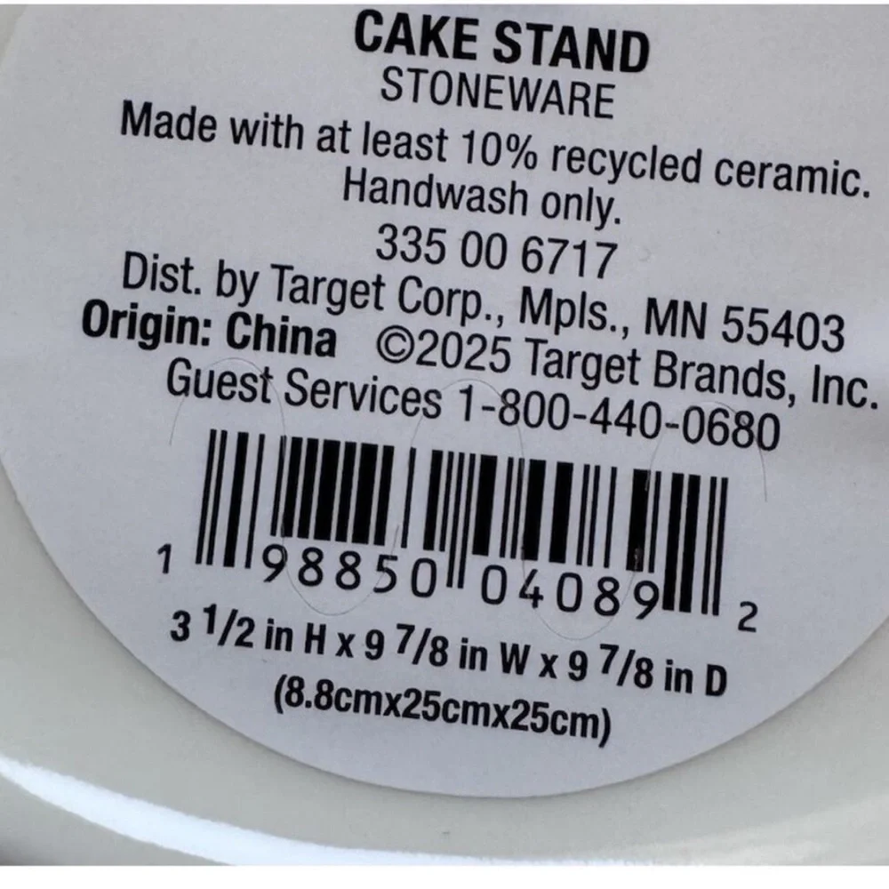 NWT! Kate Spade X Target Green and White Ceramic Cake Desert Dish